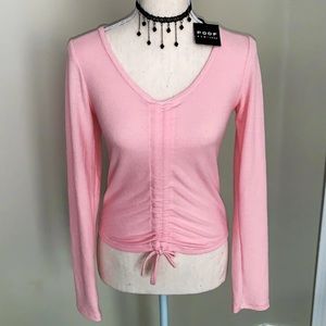 MED Pink Long Sleeve Cropped Top